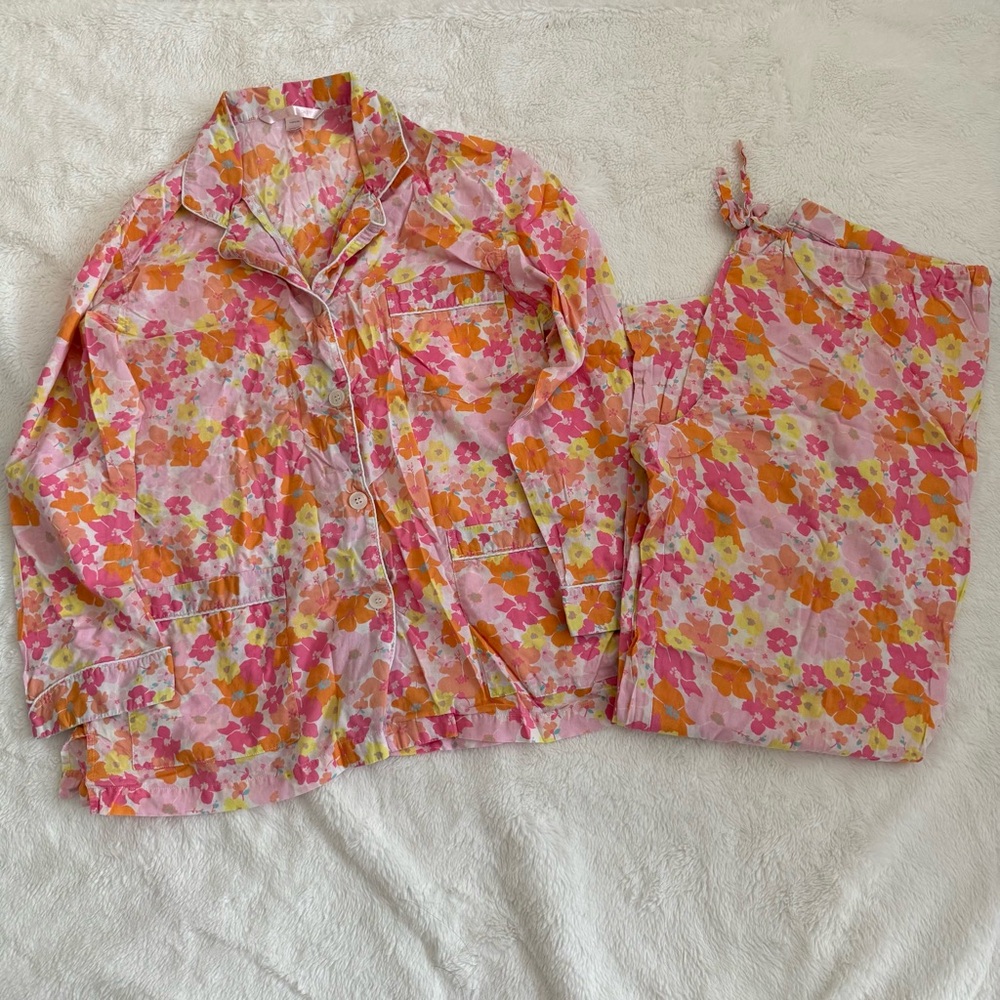 Victoria's Secret Pink and Orange Floral Pajama Set